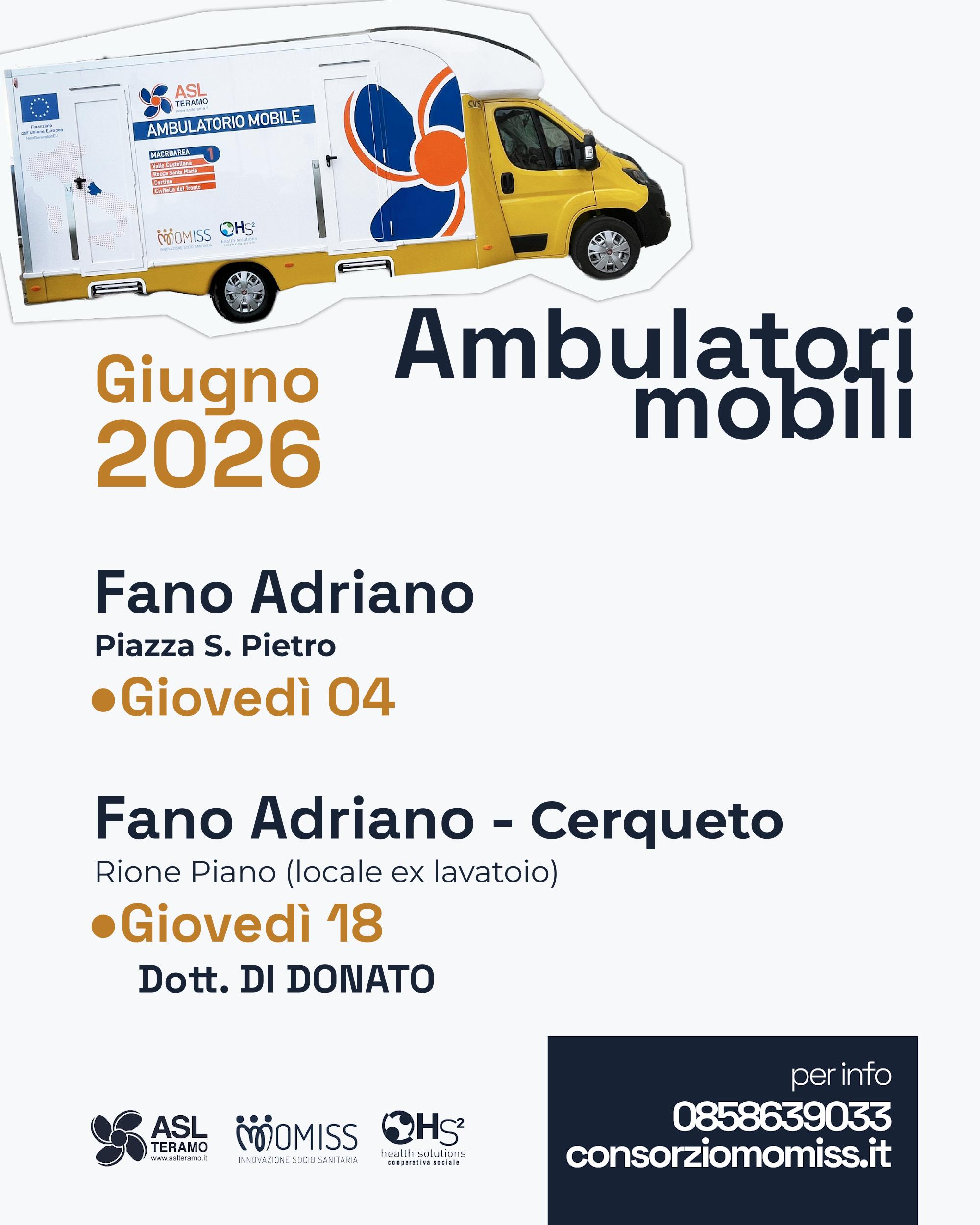 Ambulatorio mobile ASLgiugno 2026